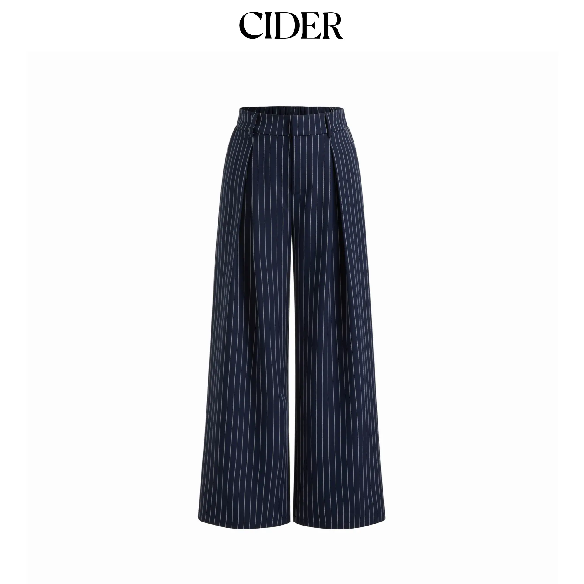 Cider Pants for Women, Casual Streetwear Style with a Mid Rise Fit, Featuring a Stripe Pattern and Pleated Wide Leg
