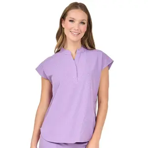 Ava Therese Jacquard Piper Tuck In Oversized Scrub Top