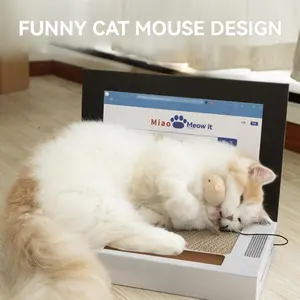 Cat Scratcher, Laptop with 'Mouse' Jingle Ball, Cat Cardboard book, Cat Interactive Toy, Kitten Toy & Cat Scratching Pad, Foldable Corrugated, Pets Toys, Pet products