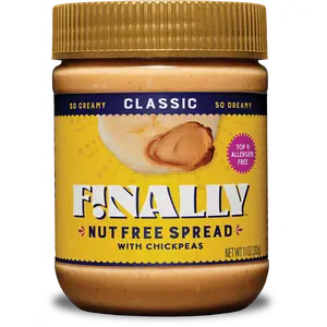 Finally Nut Free Spread | Classic Flavor | Peanut Butter Alternative | Nut-Free, Dairy-Free, Gluten-Free, Soy-Free | Protein, Fiber, Iron | Only 1g Sugar | 4g Protein