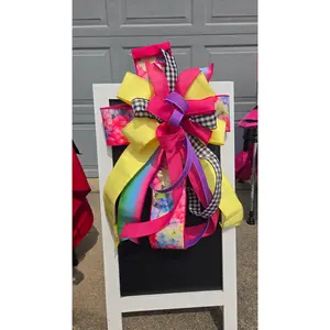 Wreath Bow - Changeable Bright Floral Summer Bow for Large Wreaths