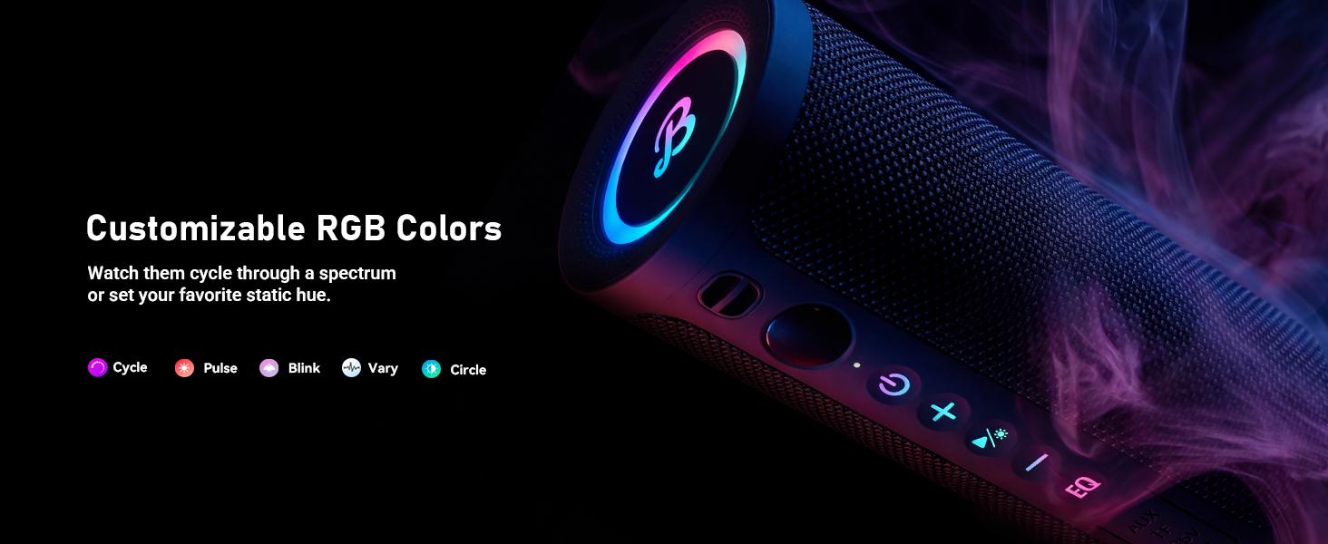 [Back to Shcool] BassBloom Roar 3 Portable Bluetooth Speaker,20W Handy Powerful Audio Sound with Bass,IPX6 Waterproof,24H Playtime, Bluetooth 5.4,RGB Lights, Clarity and Bass Speakers, Wireless Smartphone TWS Pairing, Compact Outdoor for Camping, Beach