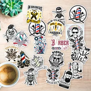 Stickers Pack 20 Pcs Barber Skateboard Luggage Colorful Shop Water Waterproof Pole Guitar Bike Bumper Vinyl Bottle Car Laptop Aesthetic