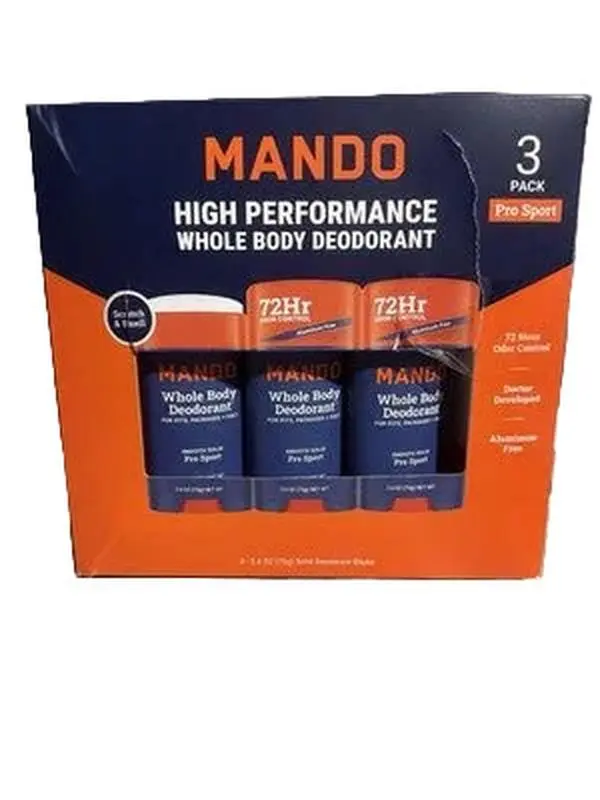 Mando Whole Body Pro Sport Solid Stick Deodorant 3 x 2.6 Oz EXP 01/2027