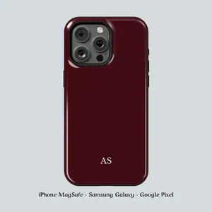Dark Burgundy Phone Case Custom Monogram Initial Name - iPhone 17 16, Samsung