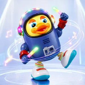 Dancing Astronaut Duck Toy for Kids with Music Lights & Sounds Walking Moving Interactive Toddler Toy Gift for Boys Girls