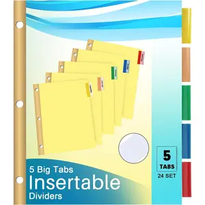 Binder Divider,  120 Pack Binder Index Dividers with 5 Tabs,Letter Size Paper Binder Divider for School Office  Business,Yellow