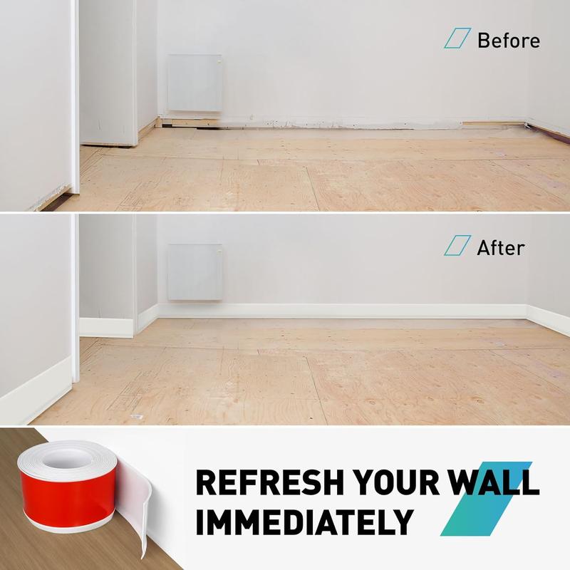 Baseboard Trim,4 Inch(W) x 20 (L) Flexible Baseboard Molding Trim,Self Adhesive Vinyl Baseboard Cove Base, Peel and Stick Wall Base Boards with 1 count Utility ,White