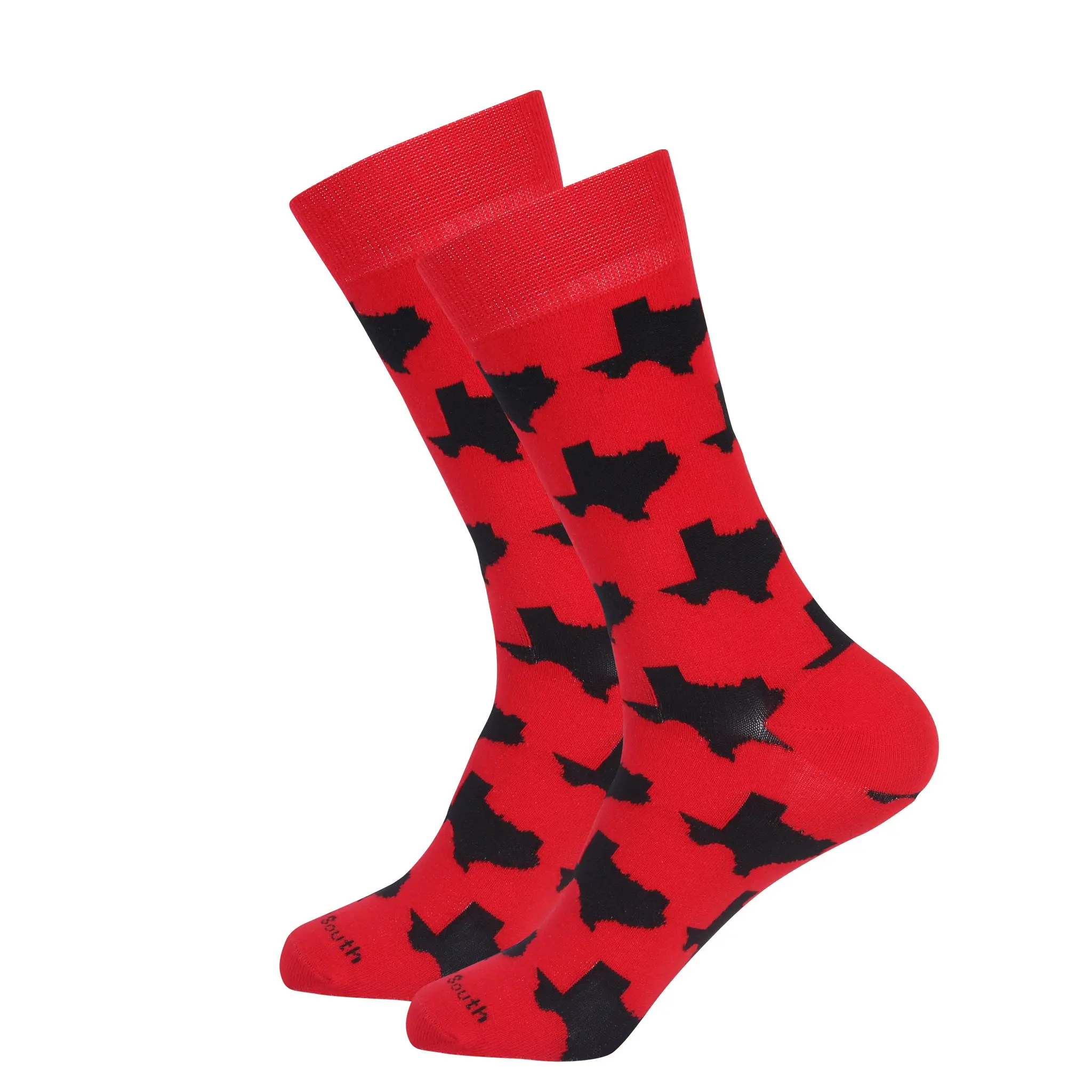 Red/Black Texas State Shape Socks