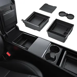 BASENOR 2026 Tesla Model Y Model 3 Center Console Organizer Tray, Cup Holder Armrest Hidden Storage Box for 2025 2026 Model Y Juniper 2024 2025 2026 Tesla 3 Highland (Standard/Premium/Performance)