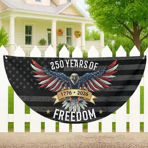 1776-2026 Patriotic Semicircle Flag, 250 Years of Freedom Pleaing Bunting Flag, American Flag Eagle Yard Decoration