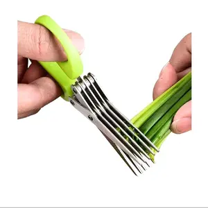 5-Layer Stainless Steel Scissors Multi-Functional Herb Cutter with Five Blades Efficient Kitchen Shears for Scallion and Seaweed Versatile Food Preparation Scissors with Precision Handles