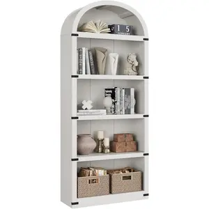 71" Tall 5-Tier Wooden Bookshelf, Open Display Storage Shelf