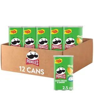 Pringles Potato Crisps Chips, Lunch Snacks, Office and Kids Snacks, Grab N' Go, Sour Cream and Onion (12 Cans)