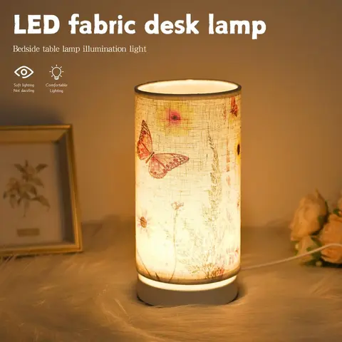Modern Simple LED Fabric Shade Table Lamp, Decorative Lamp, Soft Warm Comfortable Lighting, Ideal for Bedroom, Living Room & Office Bedside Use