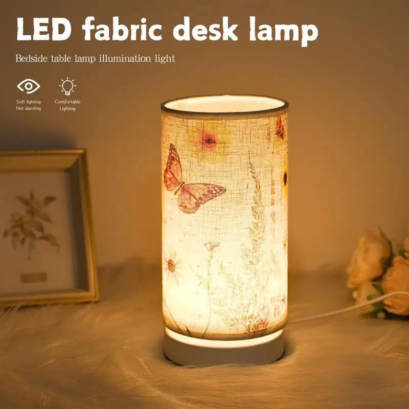 Modern Simple LED Fabric Shade Table Lamp, Decorative Lamp, Soft Warm Comfortable Lighting, Ideal for Bedroom, Living Room & Office Bedside Use