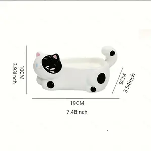 Cute Cow Cat Soap Dish, Ceramic Soap Holder, Adorable Bathroom Storage and Decoration, Perfect Gift for Cat Lovers