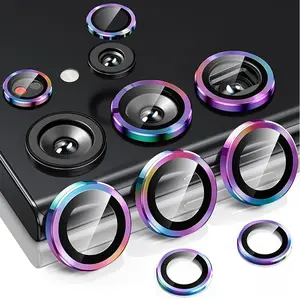 Bilolly 30 Pieces Camera Lens Protector for Samsung Galaxy S22 Ultra, Individual Lens Protectors, Scratch-Resistant Ultra-Thin Tempered Glass with Aluminum Edging, Case Friendly Smartphone Accessories