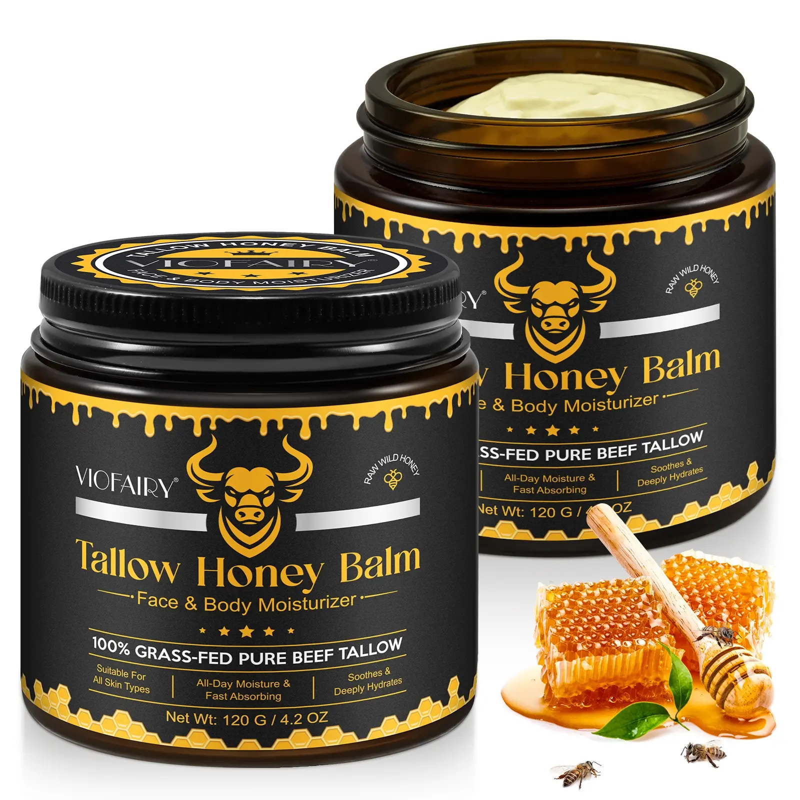 Viofairy Butter Honey Cream 120g for Babies and Adults, Gentle Moisturizing Skin Care Cream with Skin Nourishing Formula for All Ages