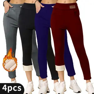 Winter-Chic Plush-Lined Jeggings: Durable, Mid-Elastic & Easy-Care Comfort for Women