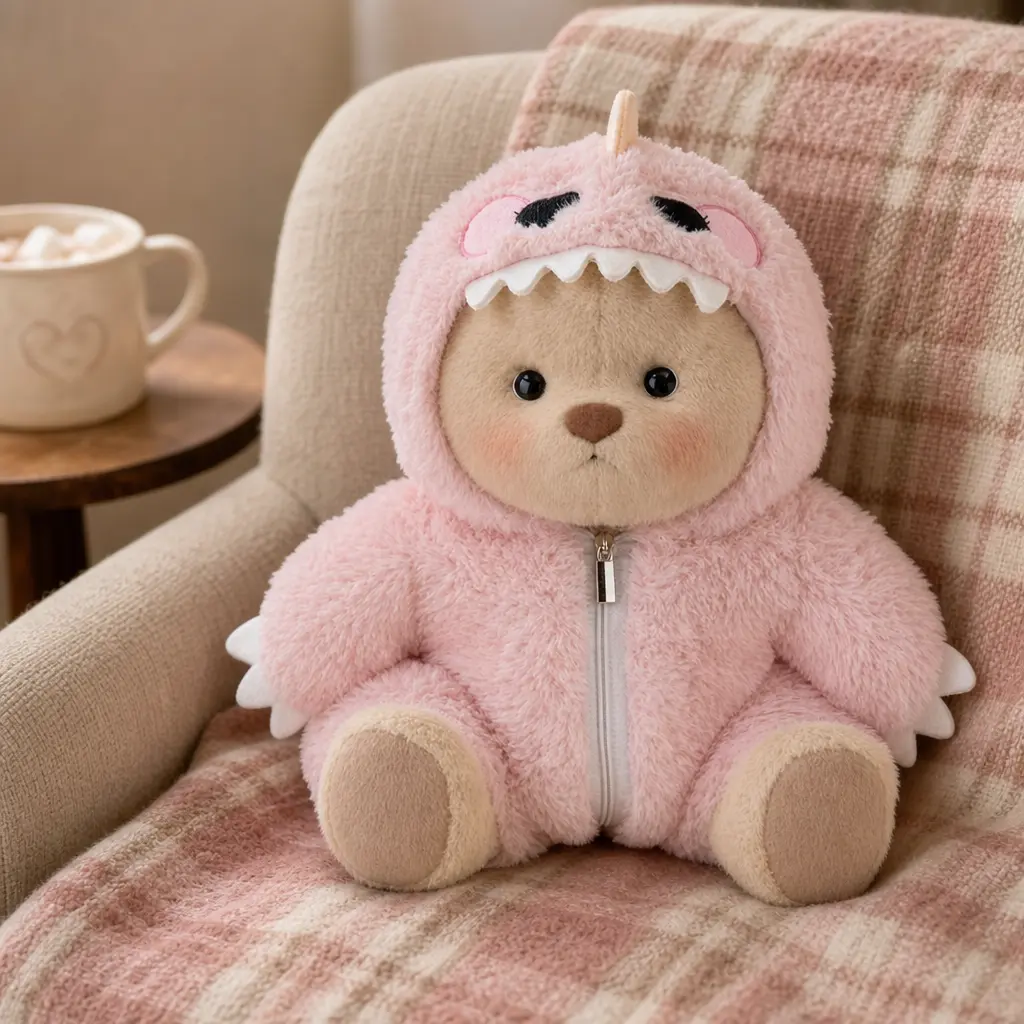 Getahug 12-inch Teddy Bear Plush Toy | Perfect as a gift for girls or girlfriends, full of summer vibes, comes with interchangeable outfits: plush hat, blue shark, pink dinosaur, plush elephant.Build-A-Bear,Back-to-school companion items