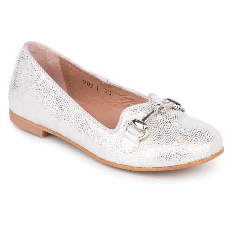 Zubii Silver Scalloped Print Chain Slip On Loafer