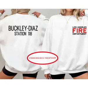 Embroidered Emotinally Damaged by the 118 Sweatshirt, 911 TV Show Hoodie, Funny Meme Crewneck Sweatshirt