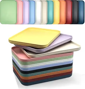 10 Pack Plastic Art Craft Trays, Multicolor Activity Sensory Puzzle Sorting Trays for DIY Projects Beads Jewelry, Stackable Food Serving Platters Home Restaurant Organizer Party Supply 12x9in