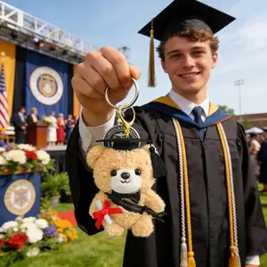 1PC Graduation Bear Keychain Phd Cap Bear， Small Keychain with Mortarboard Cute for Backpack Purse，graduation gift，graduation decoration