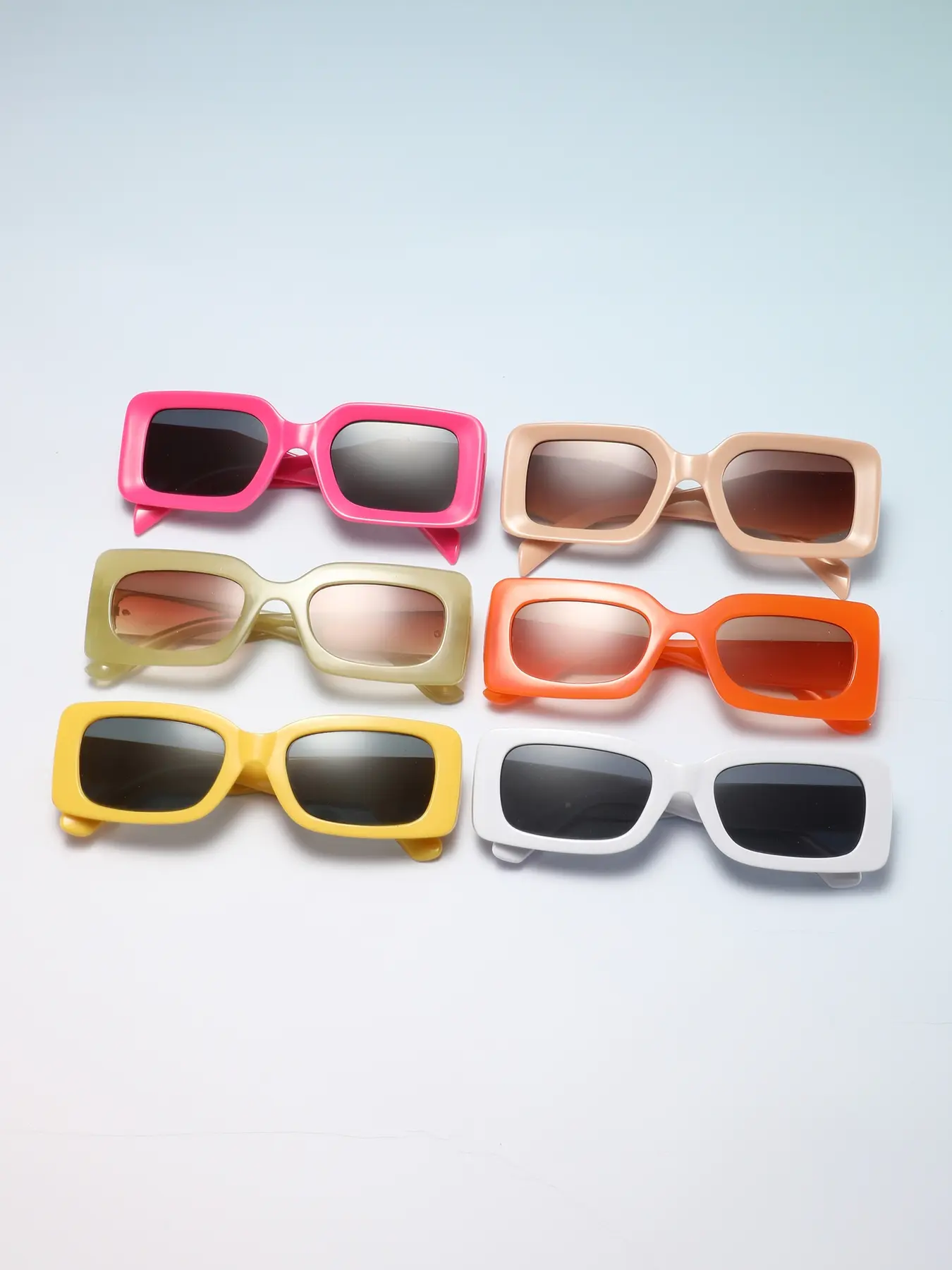 6pcs Women's PC Candy Color Full Frame Fashion Sweet Cool Party Glasses, Colorful Combination Trendy Decorative Eyewear, Casual Stylish Glasses