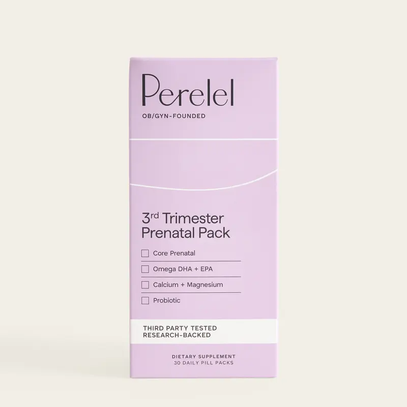 Perelel 3rd Trimester Prenatal Pack – Prenatal Multivitamin with Probiotics, Magnesium & Calcium – 30 Day Supply