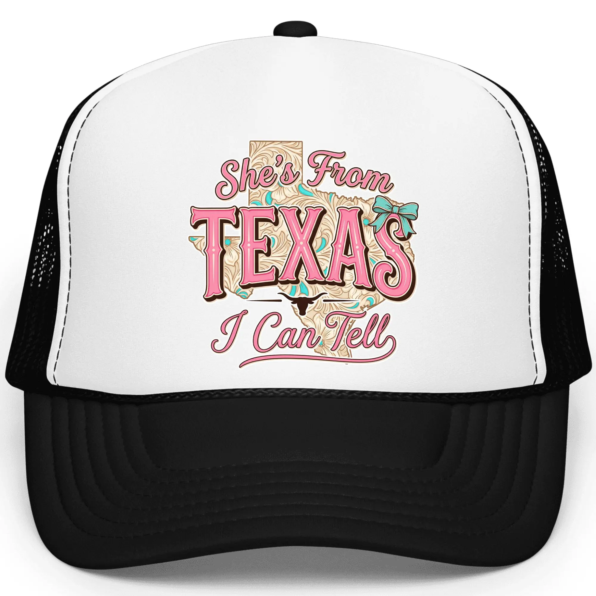 She’s From Texas Trucker Hat for Women – Western Cowgirl Snapback Baseball Cap – Cute Texas Country Hat for Rodeo, Nashville Trips, Concerts & Southern Girls
