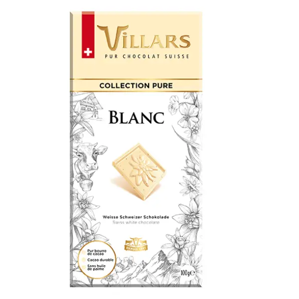 Villars White Chocolate Bar 100g Chocolate Food and Snacks Cocoa Butter Chocolate Trans Fat Free pistachio chocolatebar