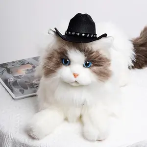 【Summervibes】Cowboy Pet Hat Cosplay Cap for Dogs and Cats Six Colors (Beige, Medium)