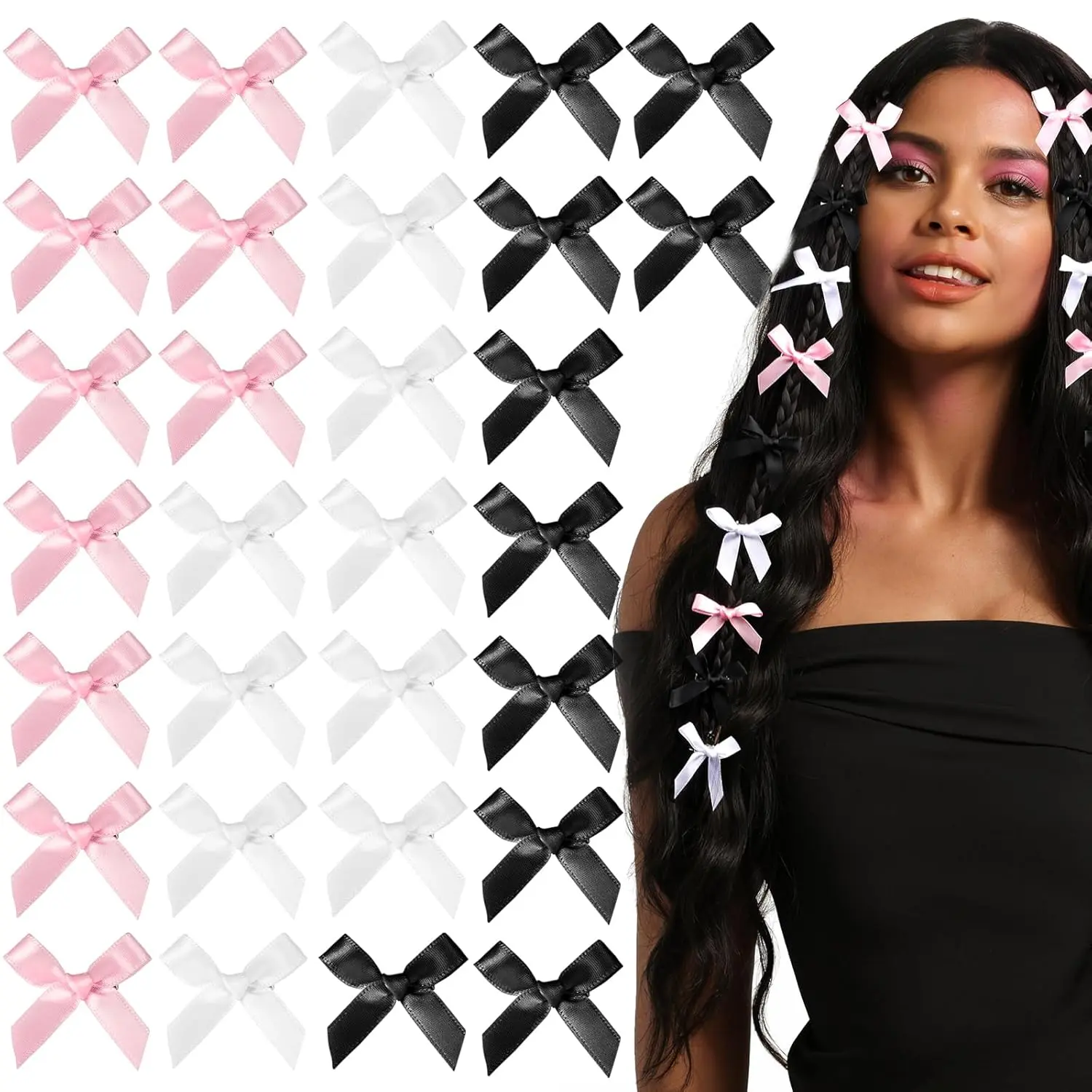 30 count Hair Bow  Bow,  Black White Bows for Hair Small Hair Bows, Hair Bow Clips Cute Black White Bow Hair Accessories for Girls