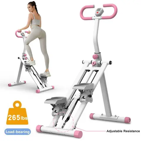 Dufominc Vertical Stair Stepper for Home Gym, Foldable Space-Saving Portable Adjustable Resistance Model with Easy Install, Low-Noise Steps, Heavy-Duty Steel Frame, Non-Slip Stable Handlebar, 300lbs Capacity, Shock-Absorbing Smooth Design, 49*34*17in Size