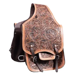 HILASON Soft Leather Horse Saddle Bag Brown | Equestrian Western Adjustable Closure