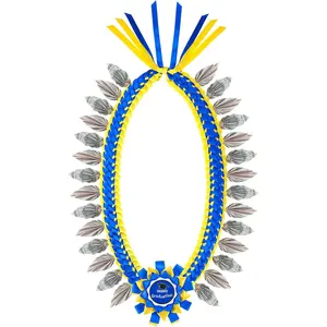 2026 Graduation  Lei Braided Satin Ribbon for Class of 2026 .24 Inch DIY  Creative Gifts for 2026 Graduates(Blue & Yellow)