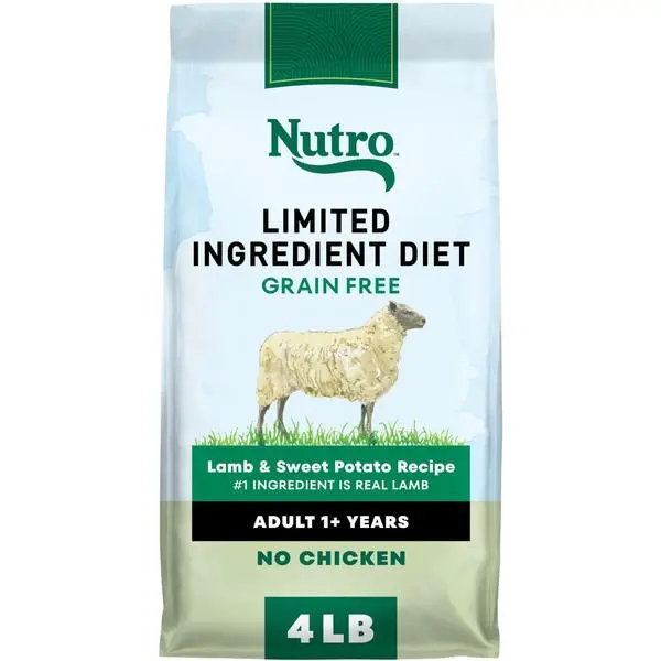 Nutro Limited Ingredient Diet Dry Dog Food, Adult Dog Food Dry Lamb & Sweet Potato Recipe, 4 lb. Bag