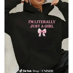 Sarcastic I'm Just A Girl Hoodie - Relaxed Fit Oversized Women's Hooded Sweatshirt