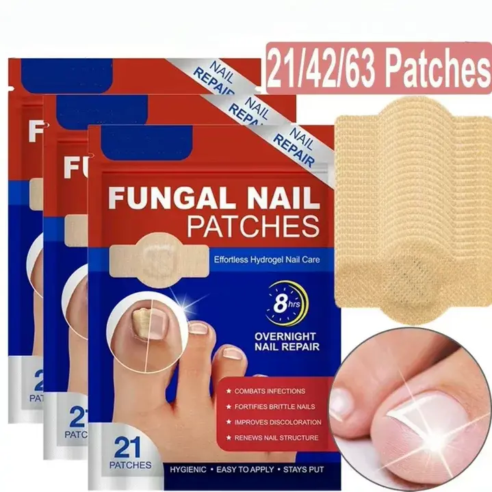 Fungal Nail Repair Patches (21/42/63 Pcs) - Sensitive Skin-Safe, Easy-to-Use, 8-Hour Nighttime Treatment for Toenails/Fingers, Long-Lasting Peel-Off Daily Nail Care Solution
