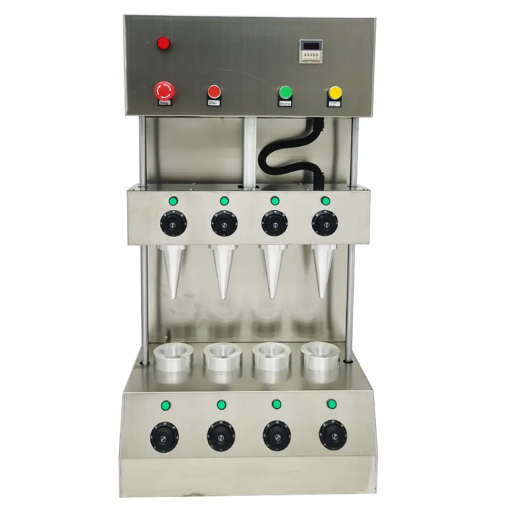 Yokoma New 110V Commercial Automatic Pizza Cone Forming Machine Ice Cream Cone Maker Commercial Electric Pizza Cone Forming Making Maker Machine 4Molds