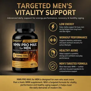 HIILEATHY NMN Pro Max Dietary Supplement with NMN, TMG, Zinc & Quercetin, Energy Metabolism & Antioxidant Support, 60 Veggie Capsules