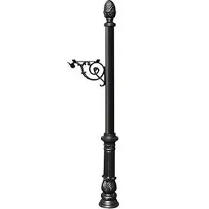 Lewiston  Support Bracket Post System with Ornate Base & Pineapple Finial, Black