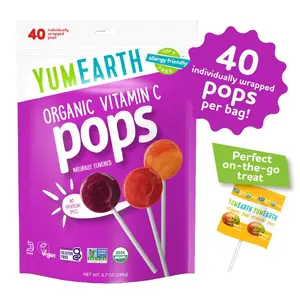 YumEarth Organic Vitamin C Pops Variety Pack, 40 Fruit Flavored Favorites Lollipops, Allergy Friendly, Gluten Free, Non-GMO, Vegan, No Artificial Dyes