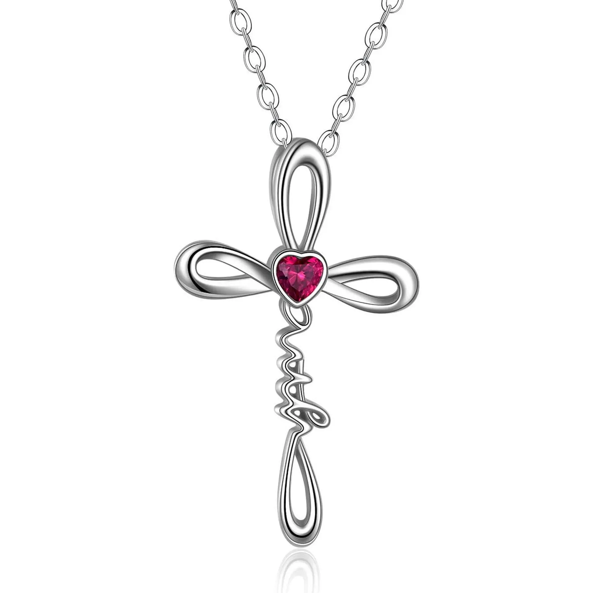 Celtic Faith Cross Necklace Birthstone 925 Sterling Silver Faith Cross Jewelry Gift for Women