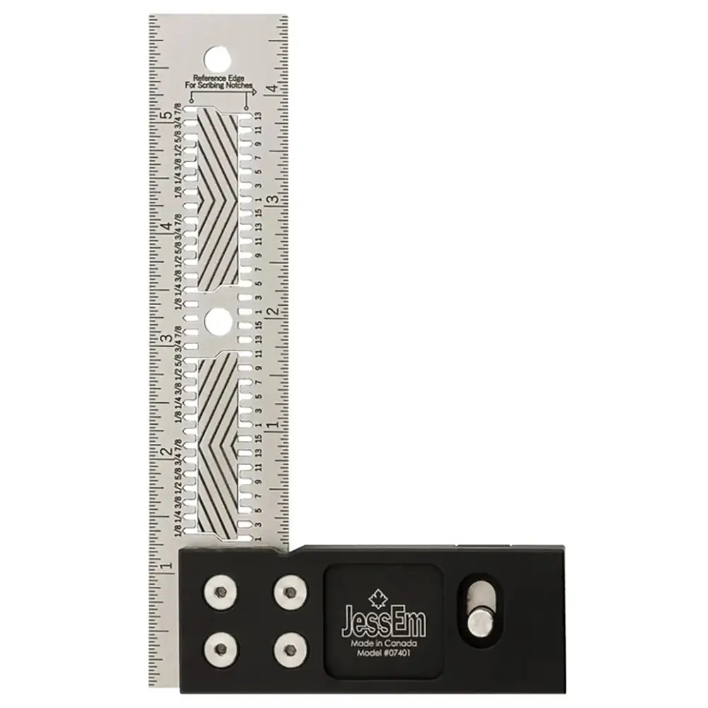 JessEm 07401 6 Inch Stainless Steel Precision Square Measuring Tool Ruler with Patented Flex Grip and Fade Resistant Markings - Imperial