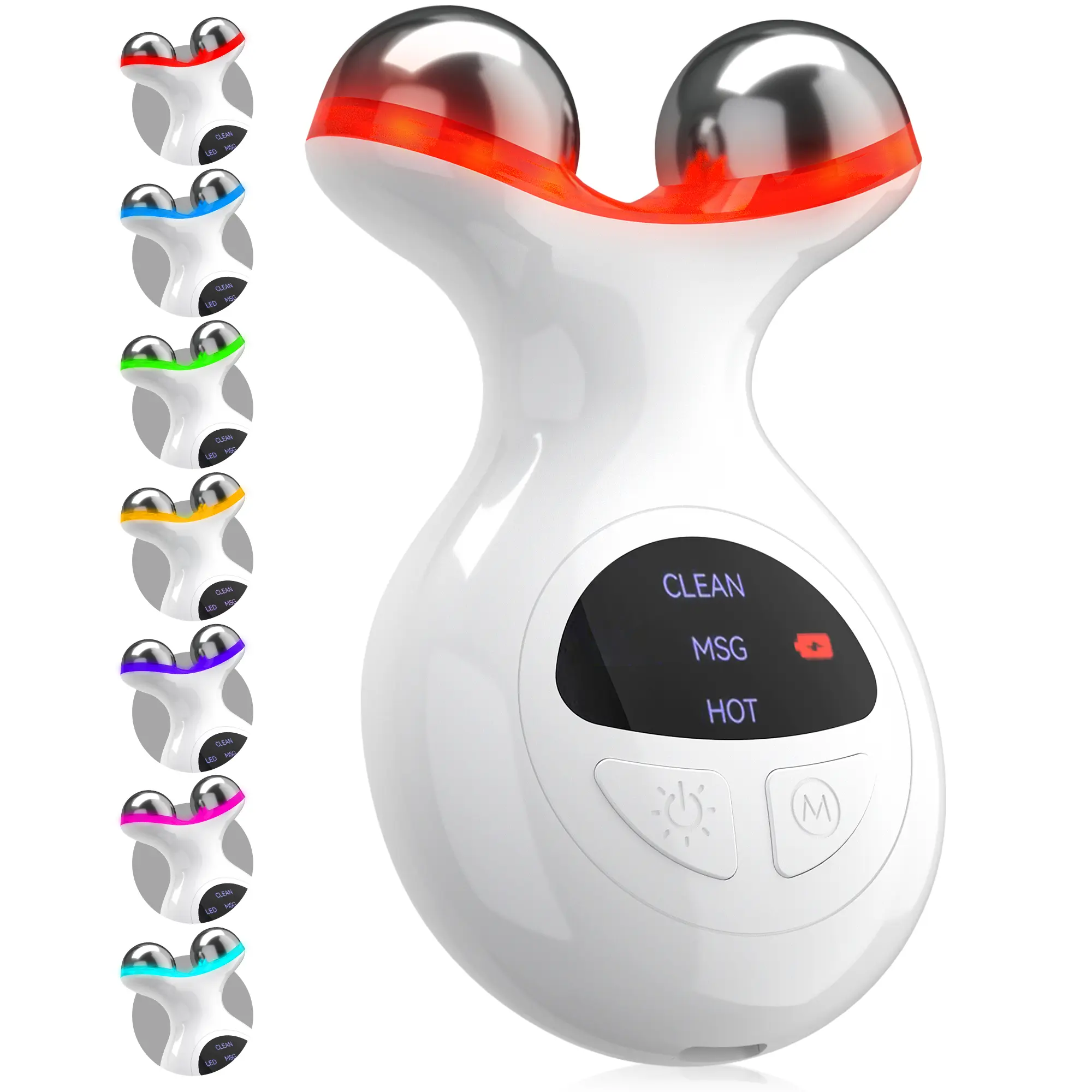 【Mosnami】Multifunctional 7 color LED Facial and Neck Skincare Massage Tool, 3 Modes with MSG & Vibration & Heating, Fcae Scraping Massager, Festival Beauty Device Gifts for Women