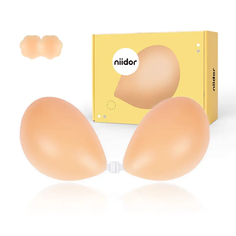 Niidor Adhesive Bra Strapless Sticky Invisible Silicone Bra for Backless Dress with breath Covers, Comfort Gift for her, girls accessories,womenswear,
