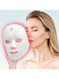 7-Color LED Light Mask - Rechargeable, USB-Powered With 400mAh Lithium Battery, Fragrance-Free, White - Ideal For Skin Care & Beauty Regimens, Light For Face